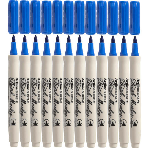 Artline Supreme Brush Marker Blue Box 12 108103 (Box 12) - SuperOffice