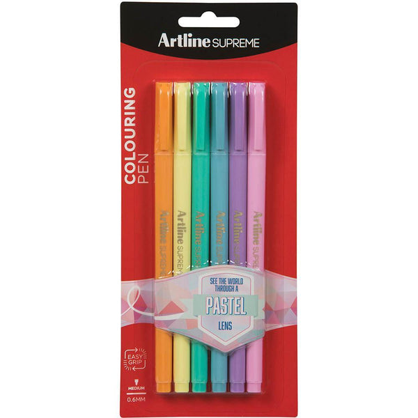 Artline Supreme Fineline Pen 0.6Mm Assorted Pack 6 102235 - SuperOffice