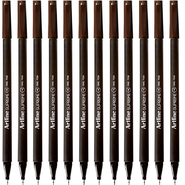 Artline Supreme Fineliner Pen 0.4mm Dark Brown Box 12 Fineline 102118 (Box 12) - SuperOffice