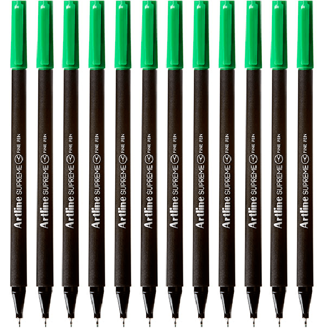 Artline Supreme Fineliner Pen 0.4mm Green Box 12 Fineline 102104 (Box 12) - SuperOffice