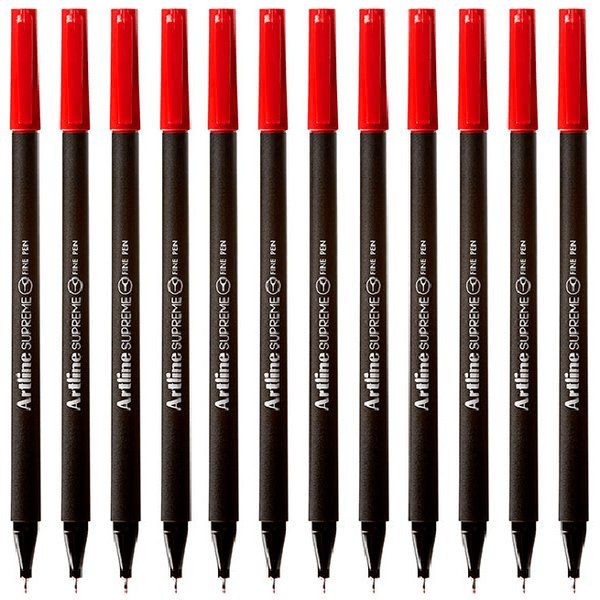Artline Supreme Fineliner Pen 0.4mm Red Box 12 Fineline 102102 (Box 12) - SuperOffice