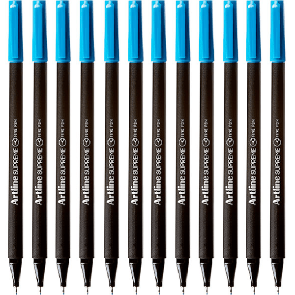Artline Supreme Fineliner Pen 0.4mm Sky Blue Box 12 Fineline 102133 (Box 12) - SuperOffice