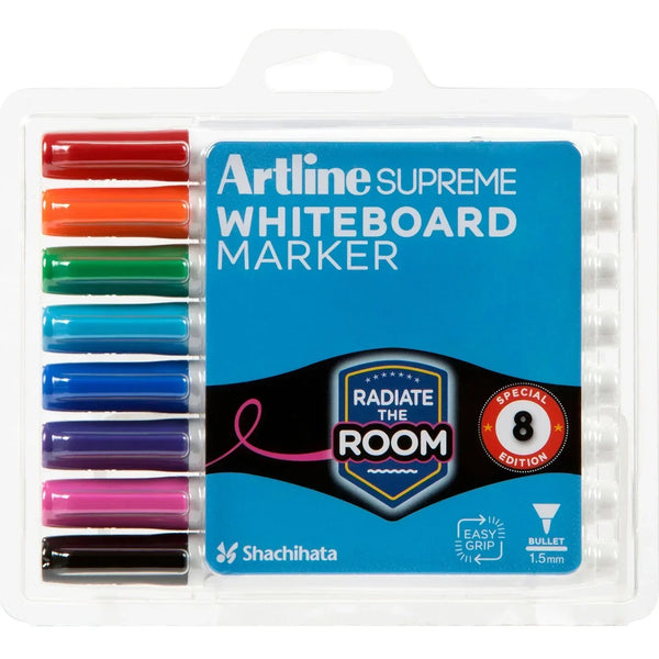 Artline Supreme Whiteboard Markers Assorted Colours Pack 8 105178 - SuperOffice