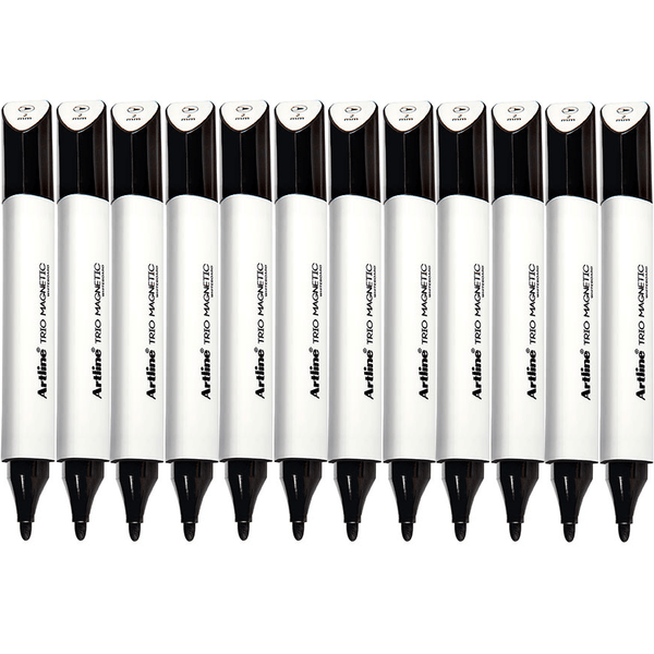 Artline Trio Magnetic Whiteboard Marker Bullet Point 2mm Black Box 12 158501 (Box 12) - SuperOffice