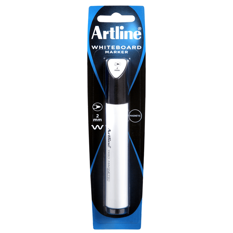 Artline Trio Magnetic Whiteboard Marker Bullet Point 2mm Black Pack 12 BULK 158561 (12 Pack Hangsell) - SuperOffice