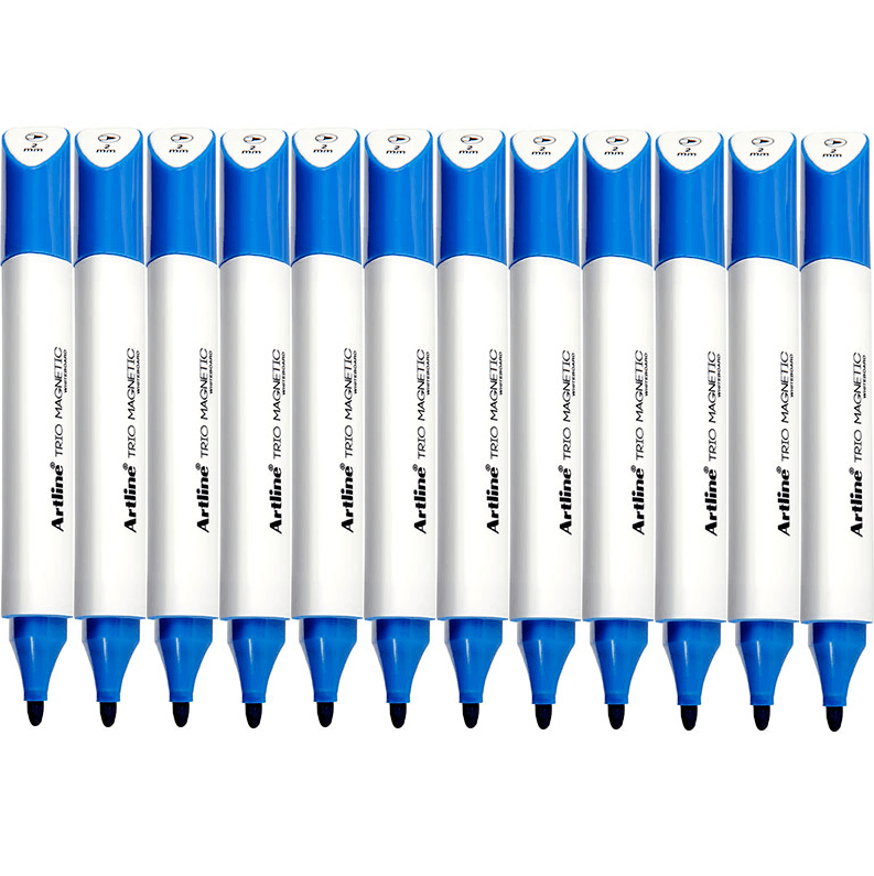 Artline Trio Magnetic Whiteboard Marker Bullet Point 2mm Blue Box 12 Bulk 158503 (Box 12) - SuperOffice