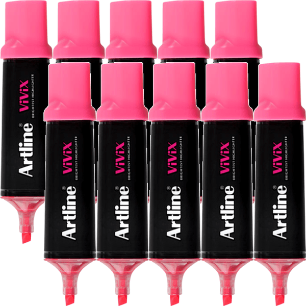 Artline Vivix Highlighters Chisel Tip Liquid Pink Box 10 167009 (Box 10) - SuperOffice