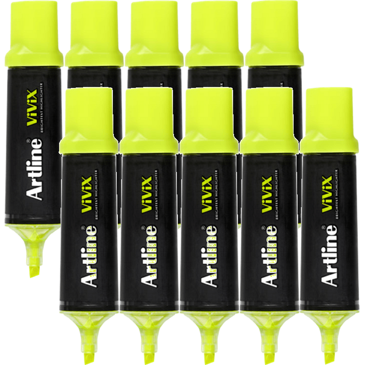 Artline Vivix Highlighters Chisel Tip Liquid Yellow Box 10 167007 (Box 10) - SuperOffice