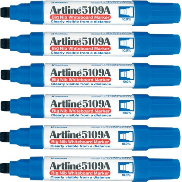 Artline Whiteboard Marker Big Nib 10mm Chisel Tip Blue Box 6 5109A 159003 (Box 6) - SuperOffice