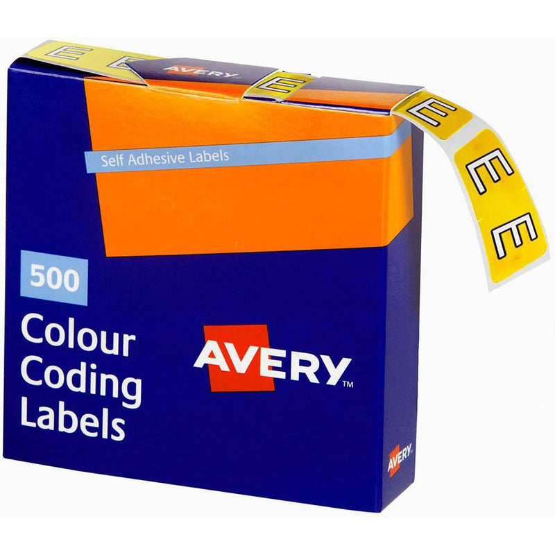 Avery 43205 Label Side Tab E Colour Code 25 X 38Mm Yellow Pack 500 43205 - SuperOffice