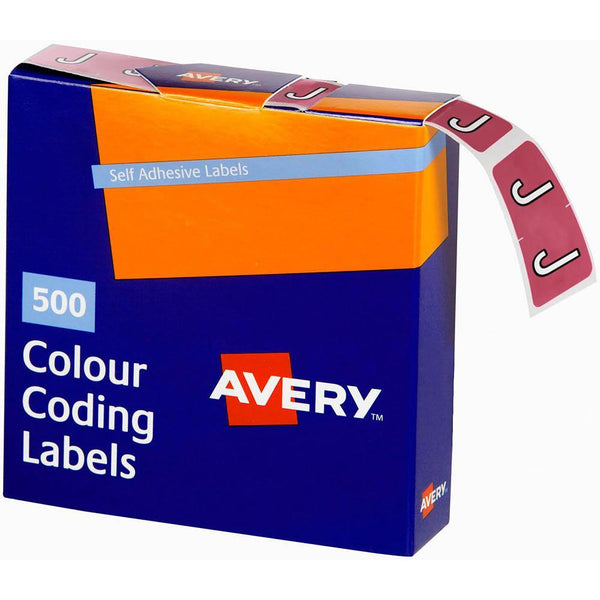 Avery 43210 Label Side Tab J Colour Code 25 X 38Mm Mauve Pack 500 43210 - SuperOffice