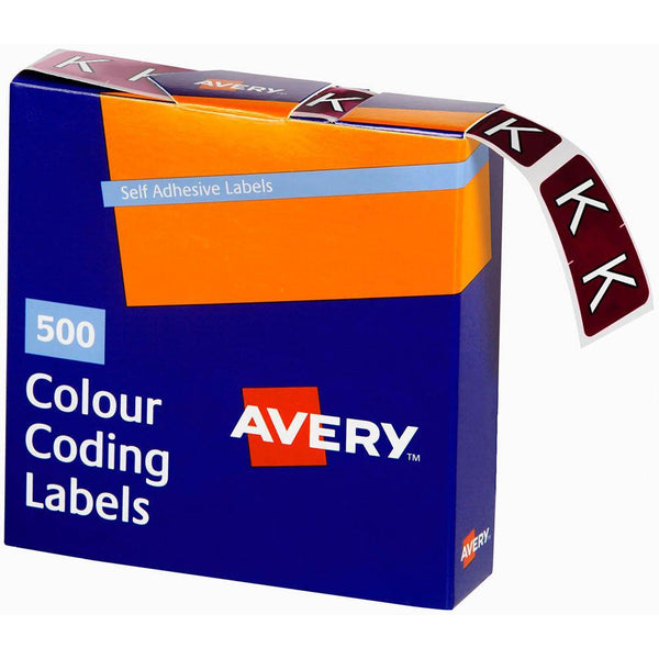 Avery 43211 Label Side Tab K Colour Code 25 X 38Mm Brown Pack 500 43211 - SuperOffice