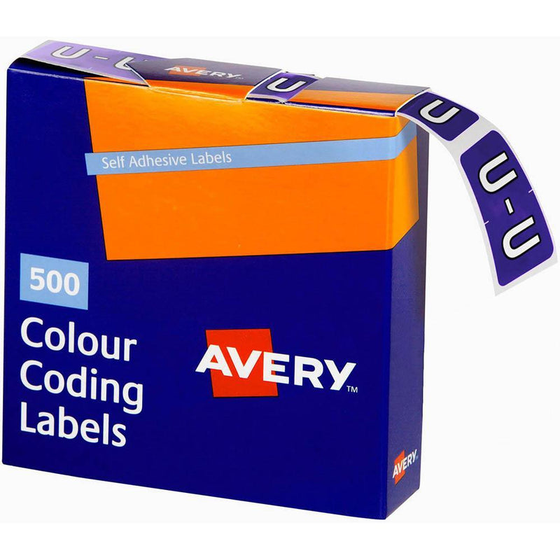 Avery 43221 Label Side Tab U Colour Code 25 X 38Mm Purple Pack 500 43221 - SuperOffice