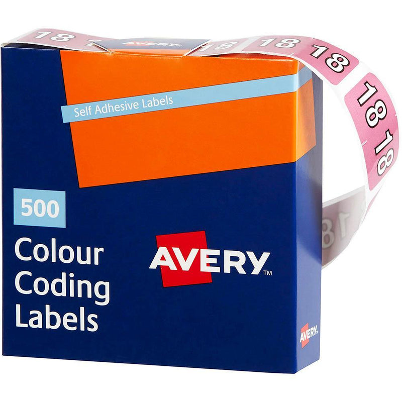 Avery 43268 Label Side Tab Year Code 18 25 X 38Mm Pink Pack 500 43268 - SuperOffice