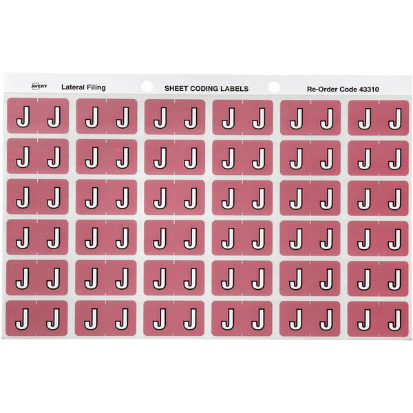 Avery 43310 Label Side Tab J Colour Code 25 X 38Mm Mauve Pack 180 43310 - SuperOffice