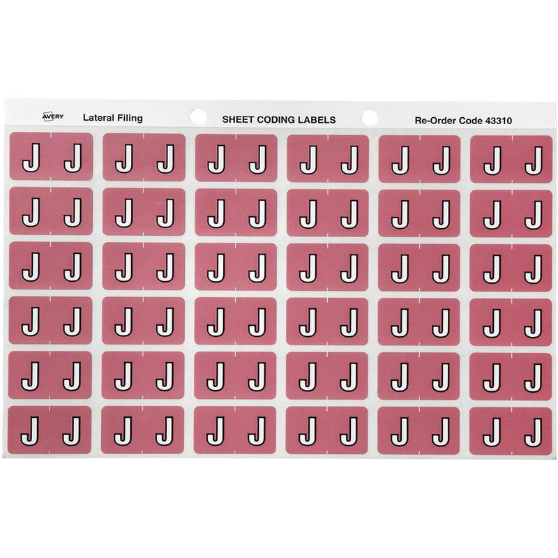 Avery 43310 Label Side Tab J Colour Code 25 X 38Mm Mauve Pack 180 43310 - SuperOffice
