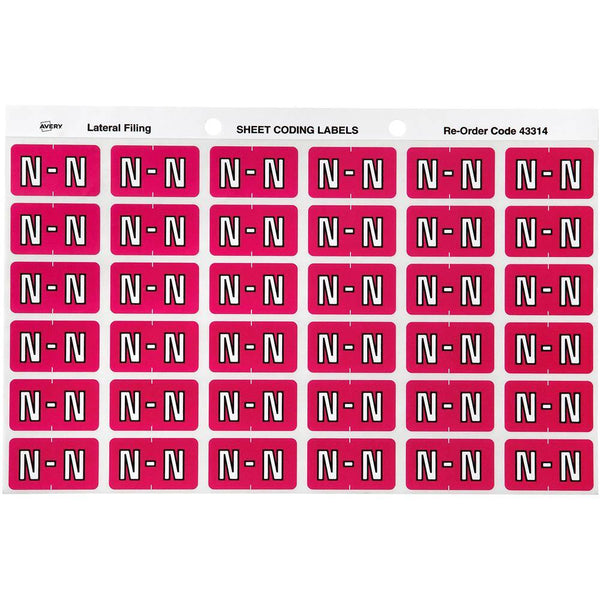 Avery 43314 Label Side Tab N Colour Code 25 X 38Mm Magenta Pack 180 43314 - SuperOffice