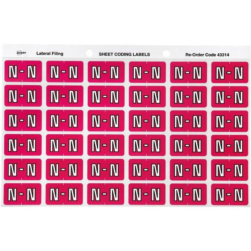 Avery 43314 Label Side Tab N Colour Code 25 X 38Mm Magenta Pack 180 43314 - SuperOffice