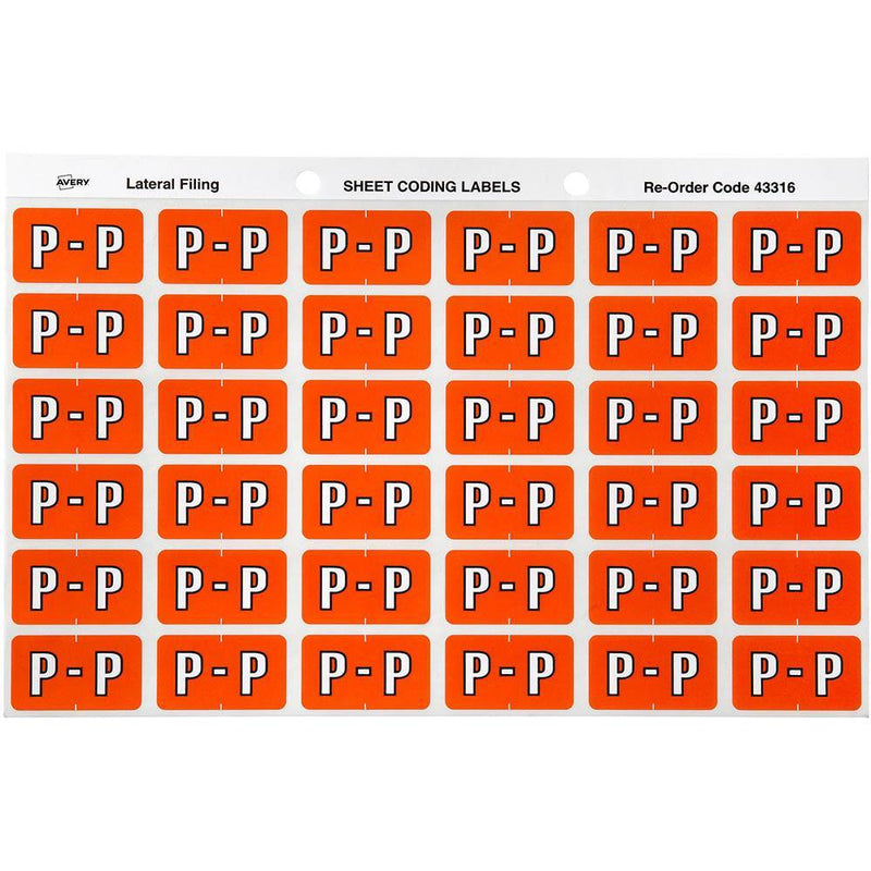 Avery 43316 Label Side Tab P Colour Code 25 X 38Mm Dark Orange Pack 180 43316 - SuperOffice