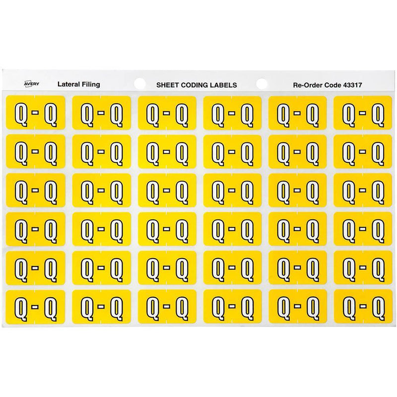Avery 43317 Label Side Tab Q Colour Code 25 X 38Mm Yellow Pack 180 43317 - SuperOffice