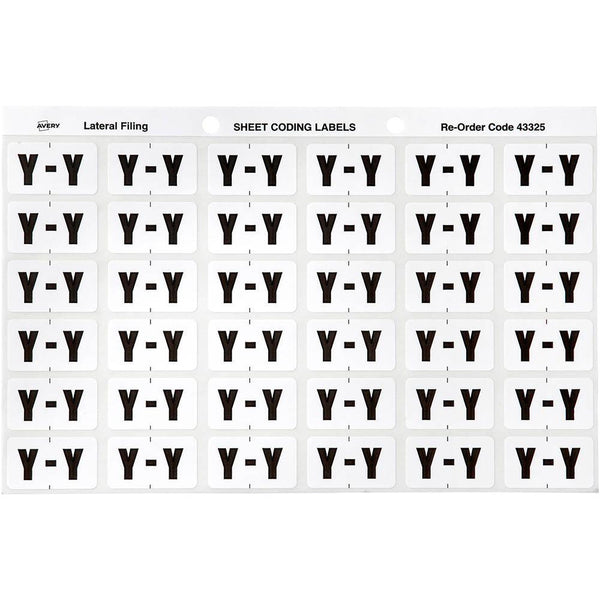 Avery 43325 Label Side Tab Y Colour Code 25 X 38Mm White Pack 180 43325 - SuperOffice