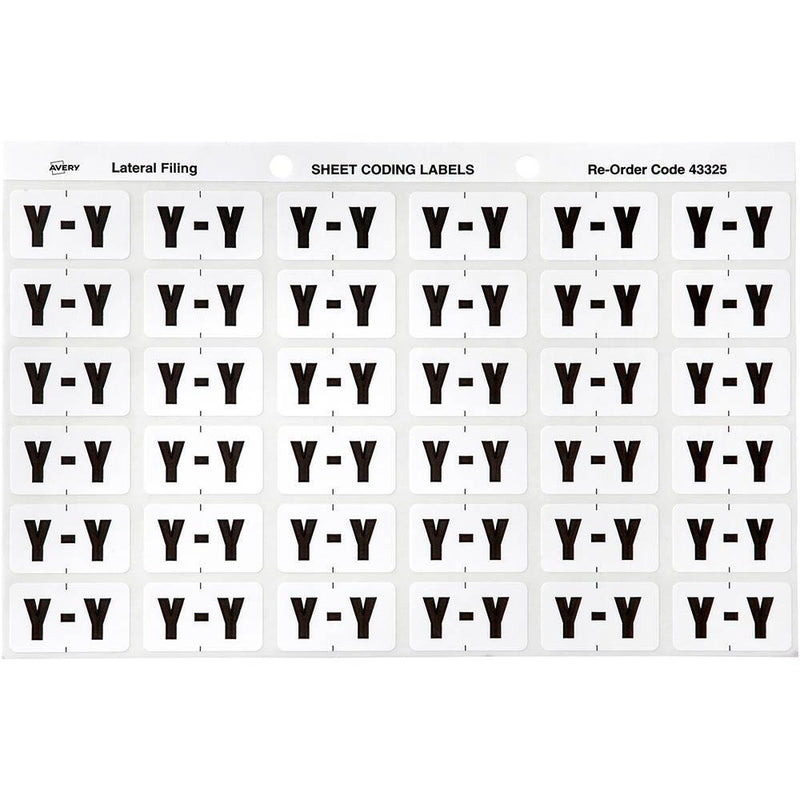 Avery 43325 Label Side Tab Y Colour Code 25 X 38Mm White Pack 180 43325 - SuperOffice