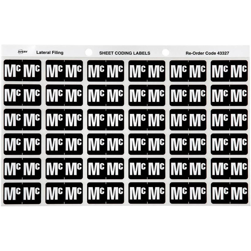 Avery 43327 Label Side Tab Mc Colour Code 25 X 38Mm Black Pack 180 43327 - SuperOffice