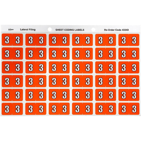 Avery 43343 Label Side Tab Year Code 3 25 X 38Mm Dark Orange Pack 180 43343 - SuperOffice