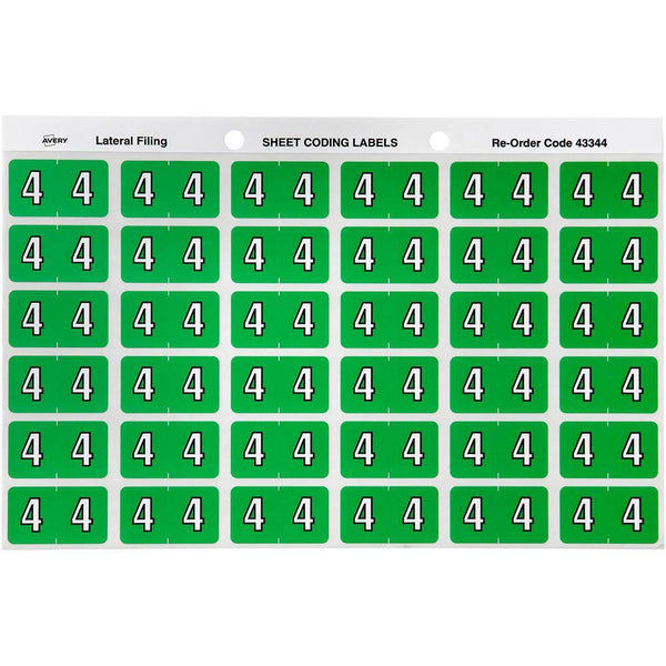 Avery 43344 Label Side Tab Year Code 4 25 X 38Mm Light Green Pack 180 43344 - SuperOffice