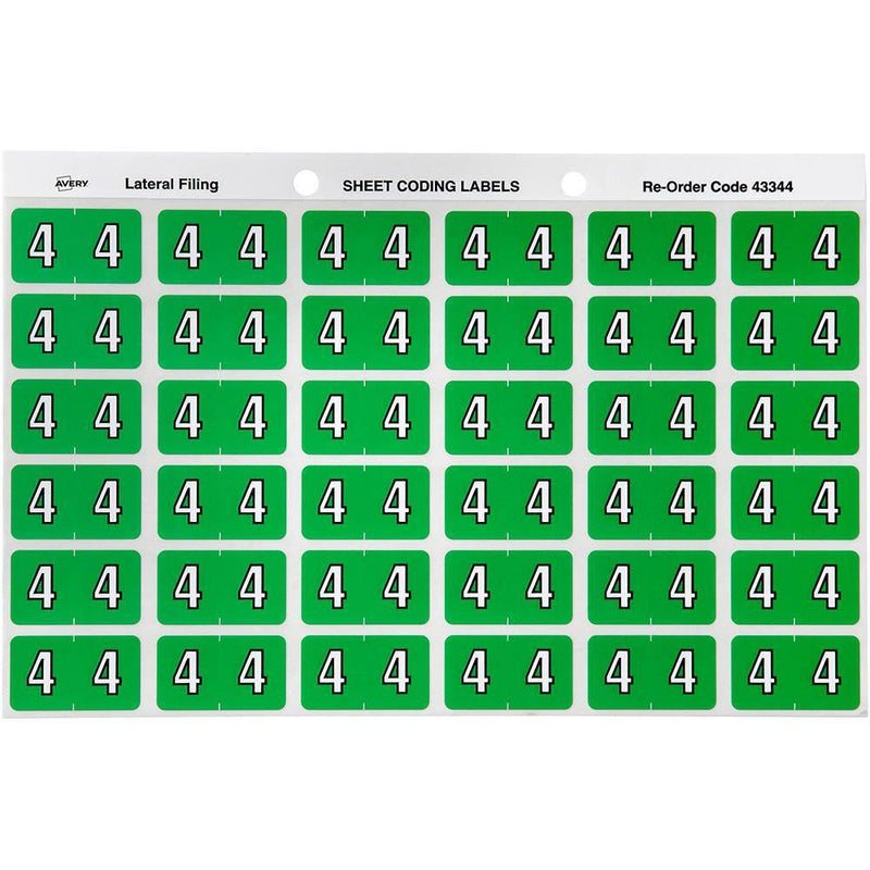 Avery 43344 Label Side Tab Year Code 4 25 X 38Mm Light Green Pack 180 43344 - SuperOffice
