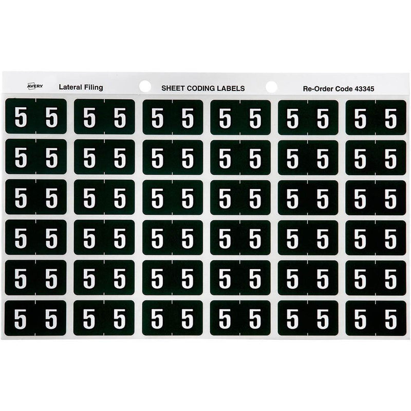 Avery 43345 Label Side Tab Year Code 5 25 X 38Mm Dark Green Pack 180 43345 - SuperOffice