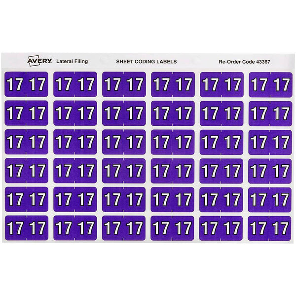 Avery 43367 Label Side Tab Year Code 17 25 X 38Mm Purple Pack 180 43367 - SuperOffice