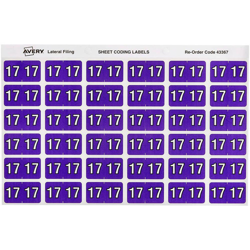 Avery 43367 Label Side Tab Year Code 17 25 X 38Mm Purple Pack 180 43367 - SuperOffice