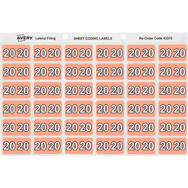 Avery 43370 Label Side Tab Year Code 20 25 X 38Mm Pink Box 180 43370 - SuperOffice