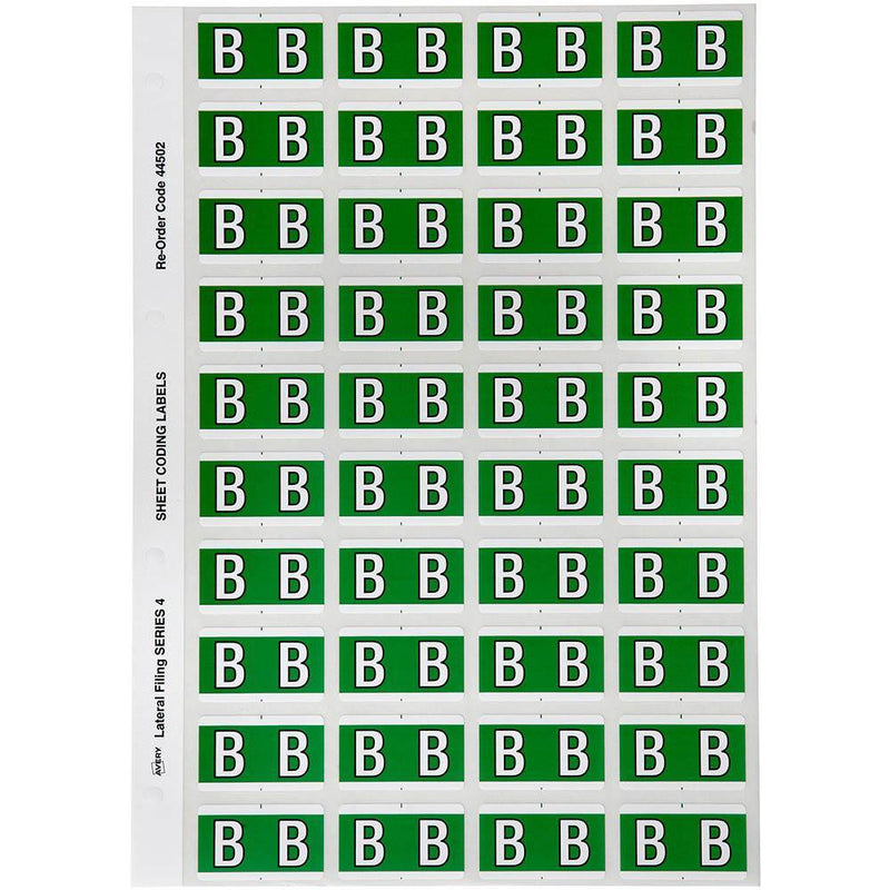 Avery 44502 Label Side Tab B Colour Code 25 X 42Mm Dark Green Pack 240 44502 - SuperOffice