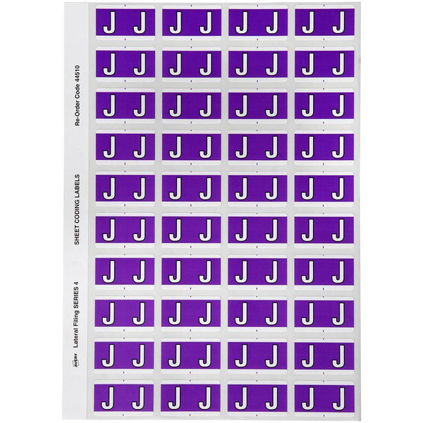 Avery 44510 Label Side Tab J Colour Code 25 X 42Mm Purple Pack 240 44510 - SuperOffice