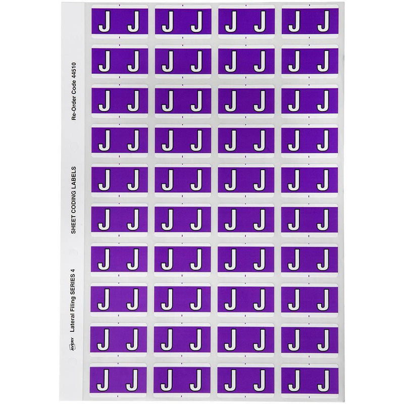 Avery 44510 Label Side Tab J Colour Code 25 X 42Mm Purple Pack 240 44510 - SuperOffice