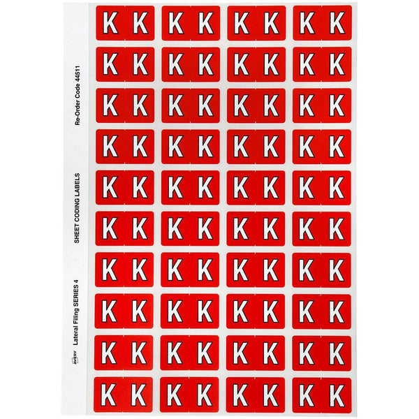 Avery 44511 Label Side Tab K Colour Code 25 X 42Mm Red Pack 240 44511 - SuperOffice