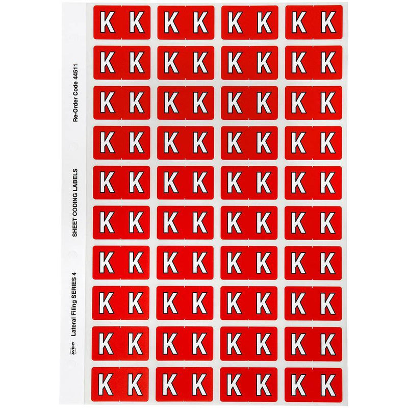 Avery 44511 Label Side Tab K Colour Code 25 X 42Mm Red Pack 240 44511 - SuperOffice