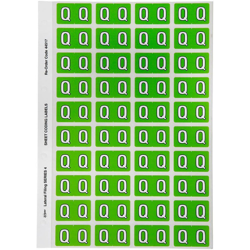 Avery 44517 Label Side Tab Q Colour Code 25 X 42Mm Light Green Pack 240 44517 - SuperOffice
