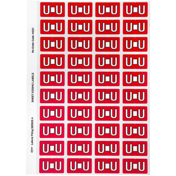 Avery 44521 Label Side Tab U Colour Code 25 X 42Mm Red Pack 240 44521 - SuperOffice