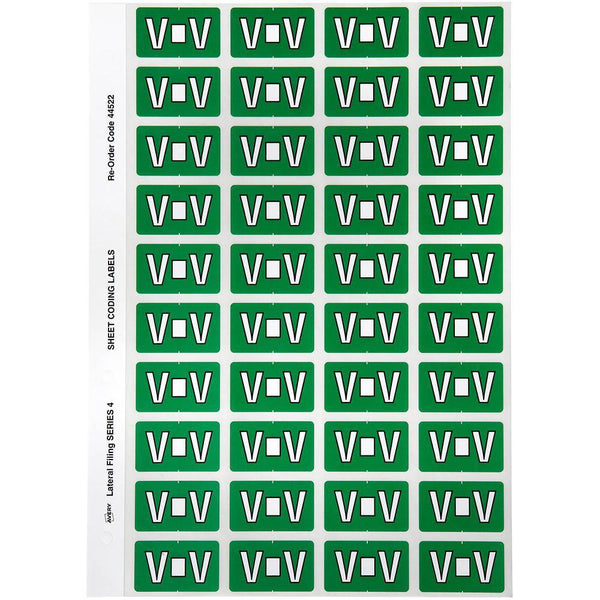 Avery 44522 Label Side Tab V Colour Code 25 X 42Mm Dark Green Pack 240 44522 - SuperOffice
