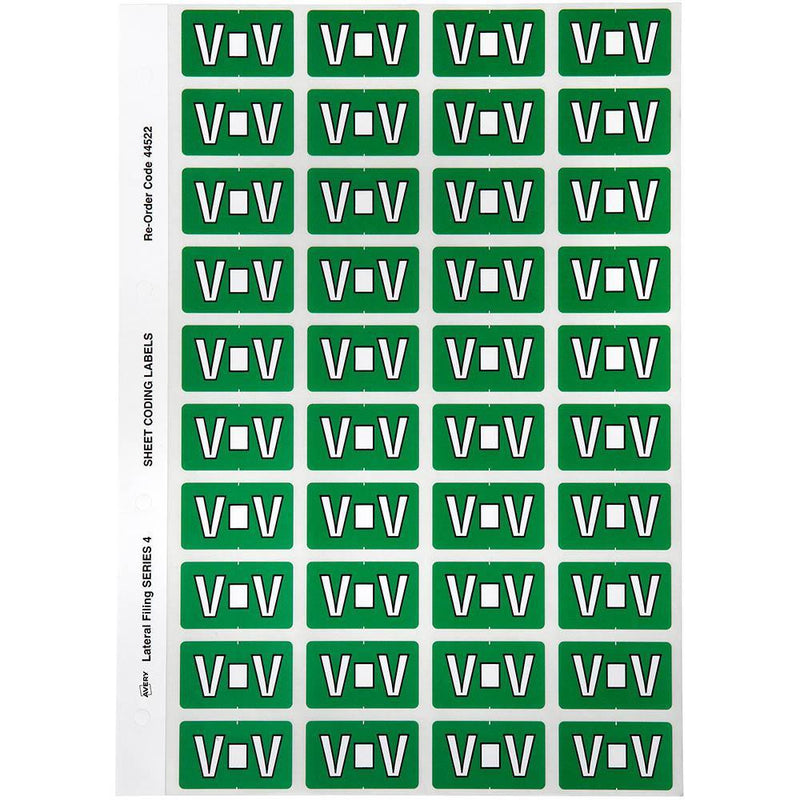Avery 44522 Label Side Tab V Colour Code 25 X 42Mm Dark Green Pack 240 44522 - SuperOffice