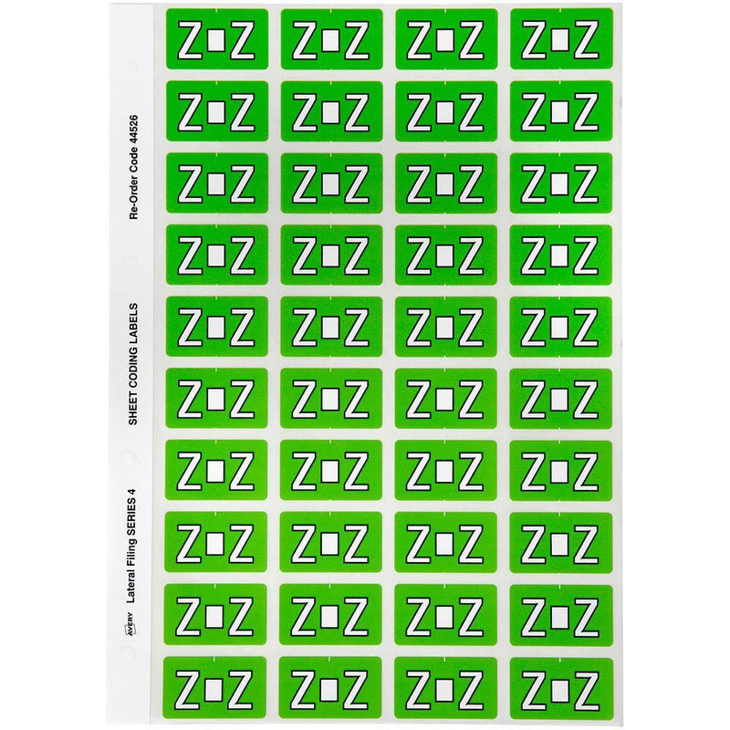 Avery 44526 Label Side Tab Z Colour Code 25 X 42Mm Light Green Pack 240 44526 - SuperOffice