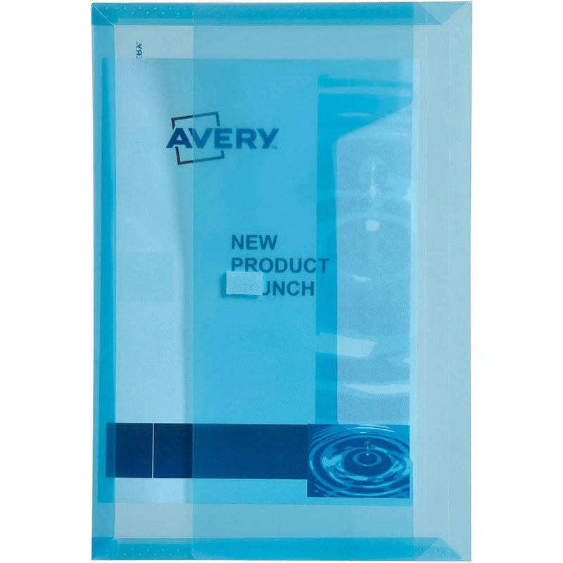Avery 47770 Document Wallet Hook And Loop Foolscap 50 Sheets Transparent Blue 47770 - SuperOffice