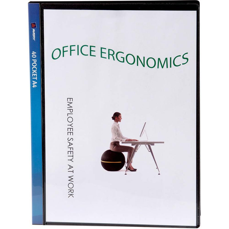 Avery 47936 Display Book Insert Cover 40 Pocket A4 Black 47936 - SuperOffice