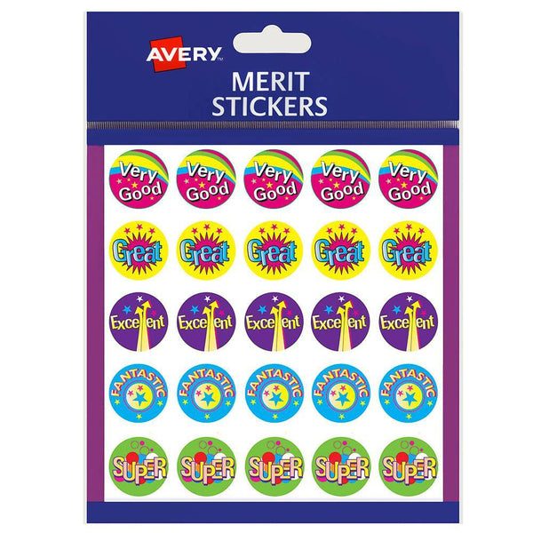 Avery 69623 Merit Stickers Multi Captions 22Mm Assorted Colours Pack 200 69623 - SuperOffice