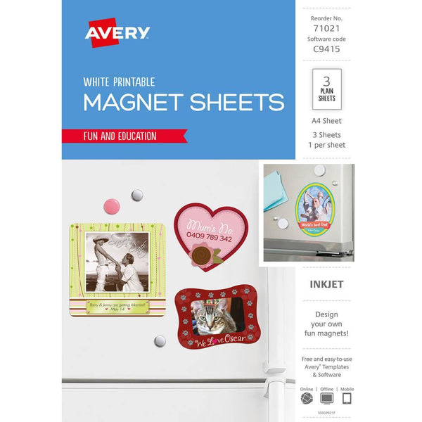 Avery 71021 C9415 Inspired Fridge Magnet A4 3 Sheets 71021 - SuperOffice