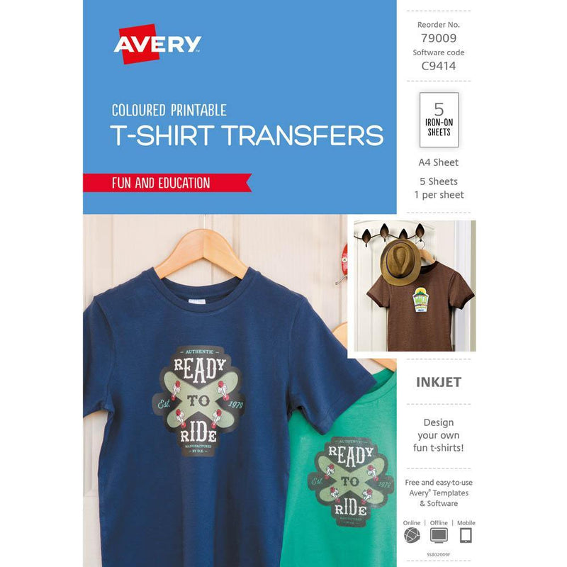 Avery 79009 C9414 Inspired T-Shirt Transfer A4 Colour Pack 5 79009 - SuperOffice