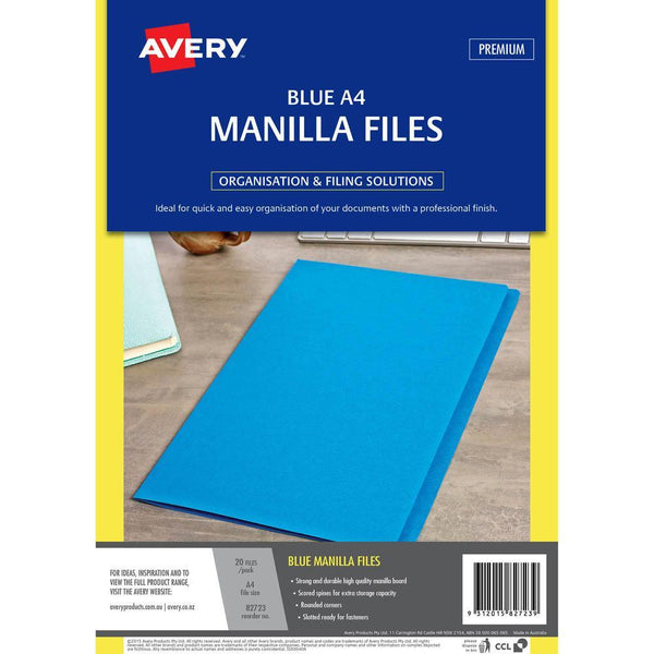 Avery 82723 Manilla Folder 332 X 242Mm A4 Blue Pack 20 82723 - SuperOffice